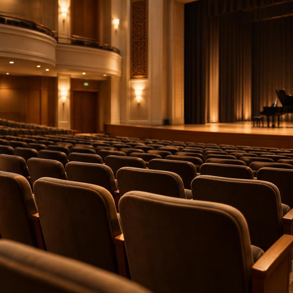 Elegant empty auditorium with soft ambient lighting