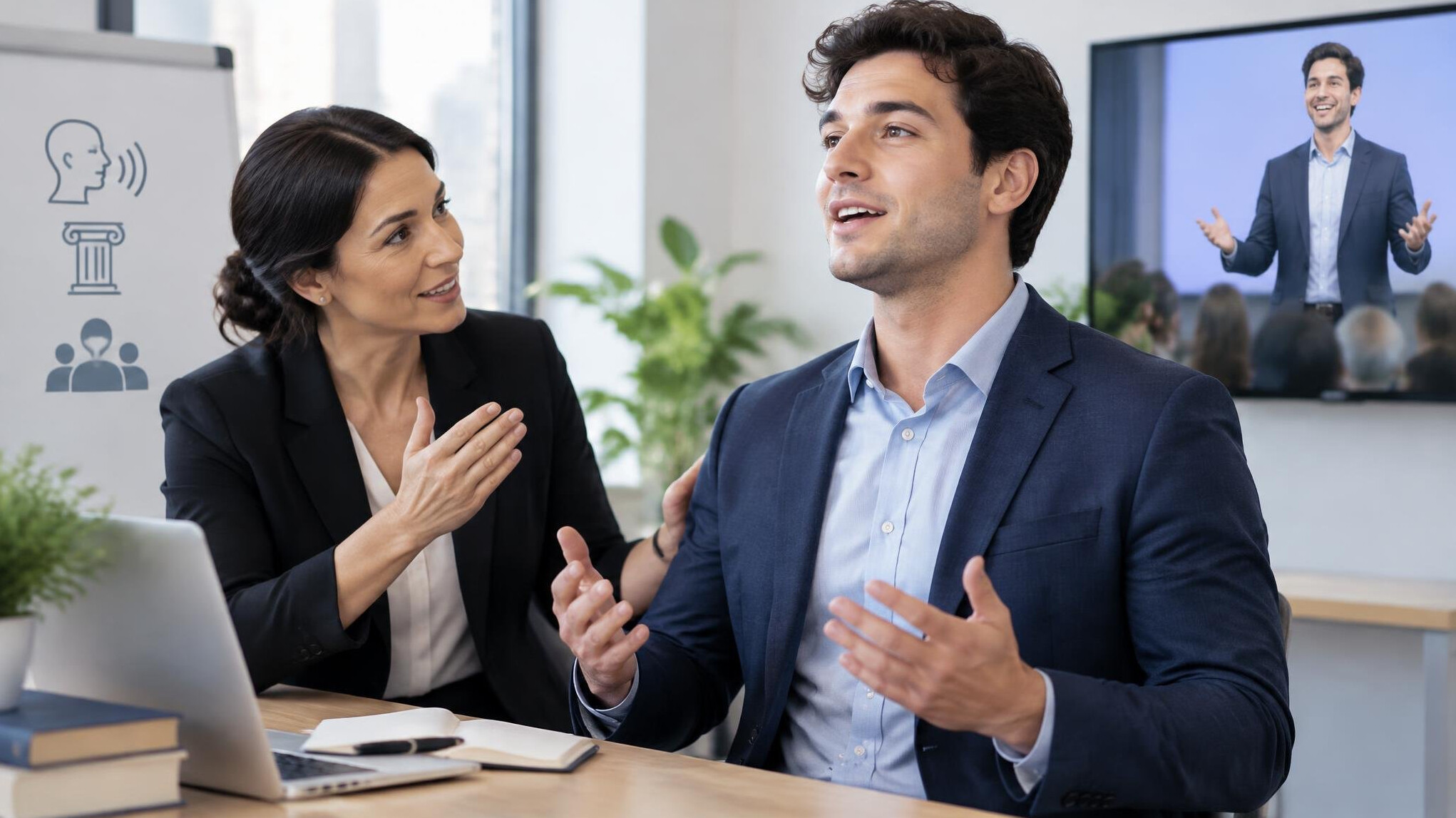 speech coach with client