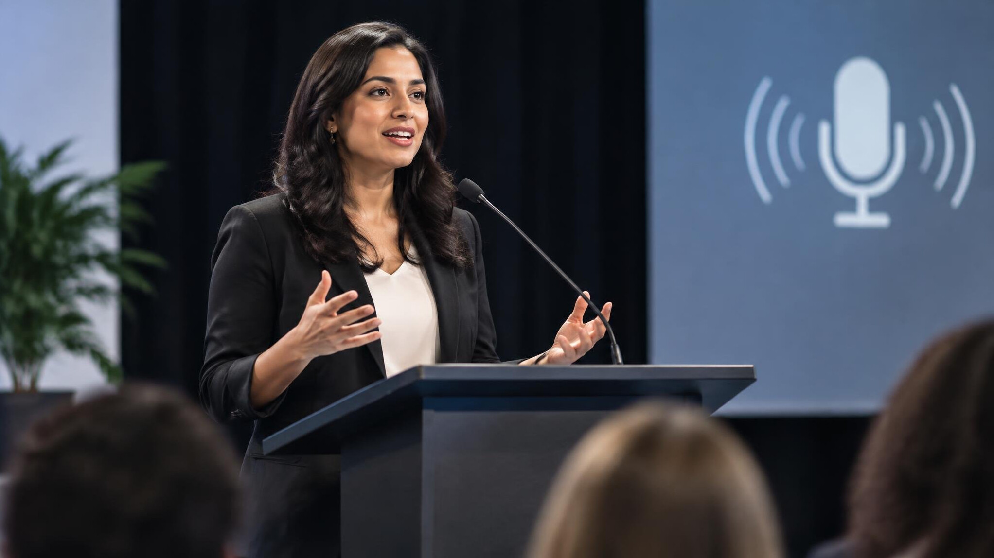 person speaking on stage